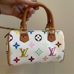 SOLD 🥰🥰Authentic Louis Vuitton White Multicolor Mini Speedy
